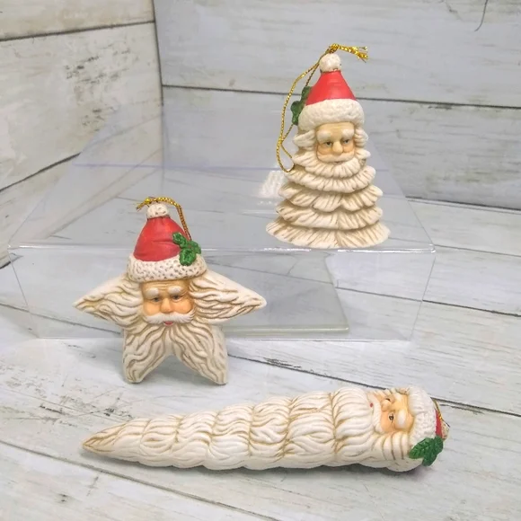 Vtg Santa Christmas Tree Star Ceramic HOL 1991 Moses Ornaments Decorations 4pcs